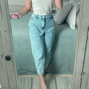 Zara Cropped Light Wash Blue Jeans